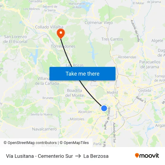 Vía Lusitana - Cementerio Sur to La Berzosa map