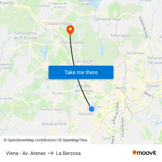 Viena - Av. Atenas to La Berzosa map