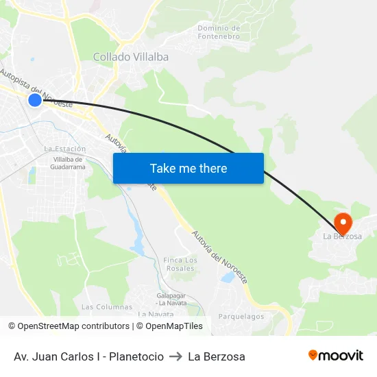 Av. Juan Carlos I - Planetocio to La Berzosa map