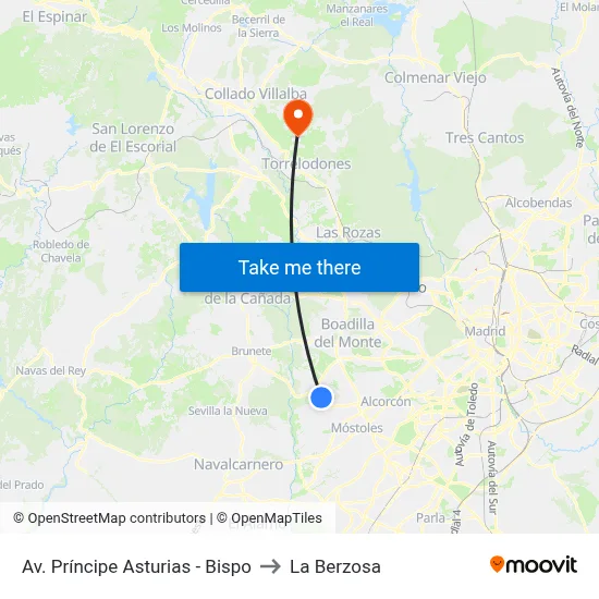 Av. Príncipe Asturias - Bispo to La Berzosa map