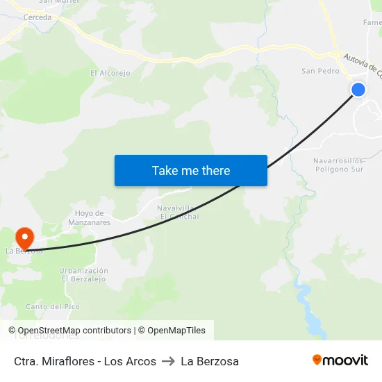 Ctra. Miraflores - Los Arcos to La Berzosa map