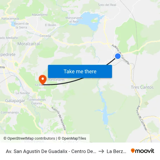 Av. San Agustín De Guadalix - Centro De Salud to La Berzosa map