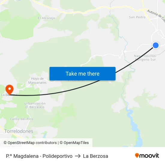 P.º Magdalena - Polideportivo to La Berzosa map