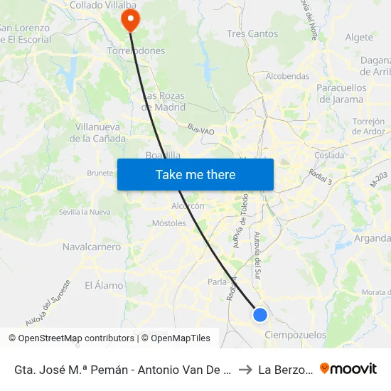 Gta. José M.ª Pemán - Antonio Van De Pere to La Berzosa map