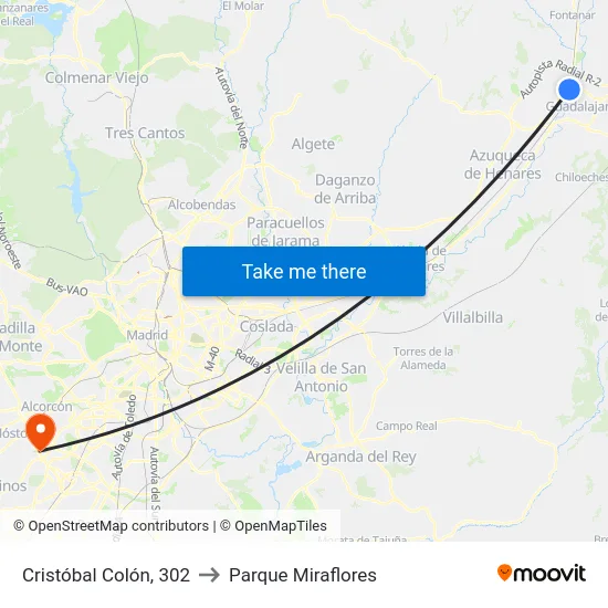 Cristóbal Colón, 302 to Parque Miraflores map