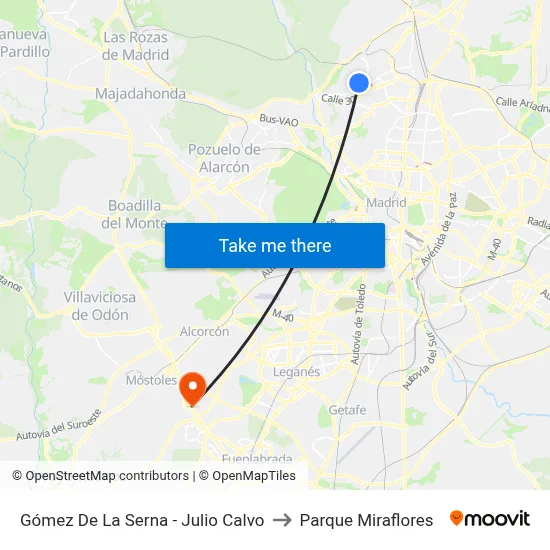 Gómez De La Serna - Julio Calvo to Parque Miraflores map