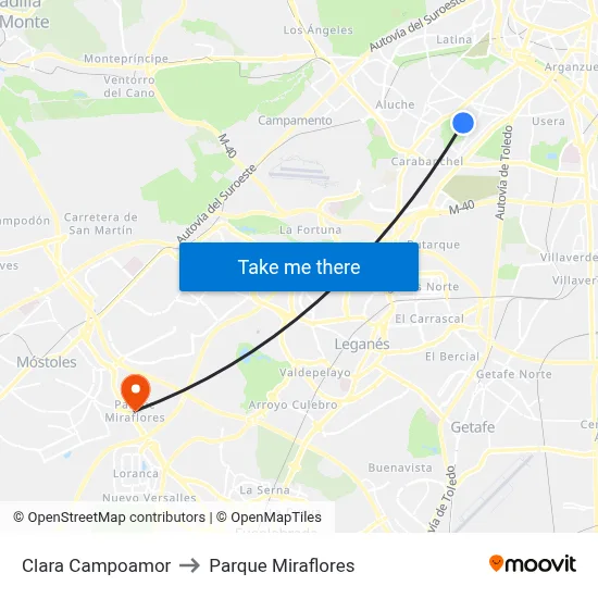 Clara Campoamor to Parque Miraflores map