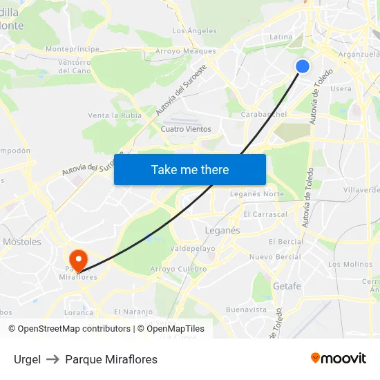 Urgel to Parque Miraflores map