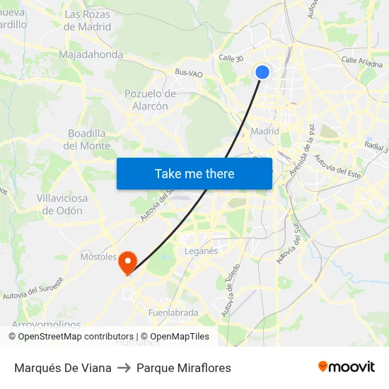 Marqués De Viana to Parque Miraflores map