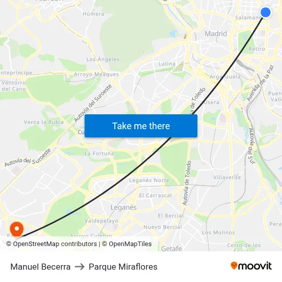 Manuel Becerra to Parque Miraflores map