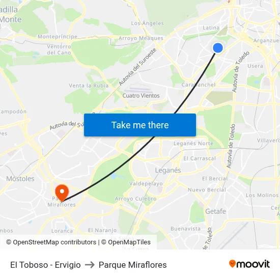 El Toboso - Ervigio to Parque Miraflores map