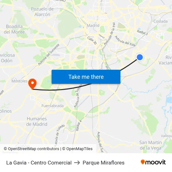 La Gavia - Centro Comercial to Parque Miraflores map