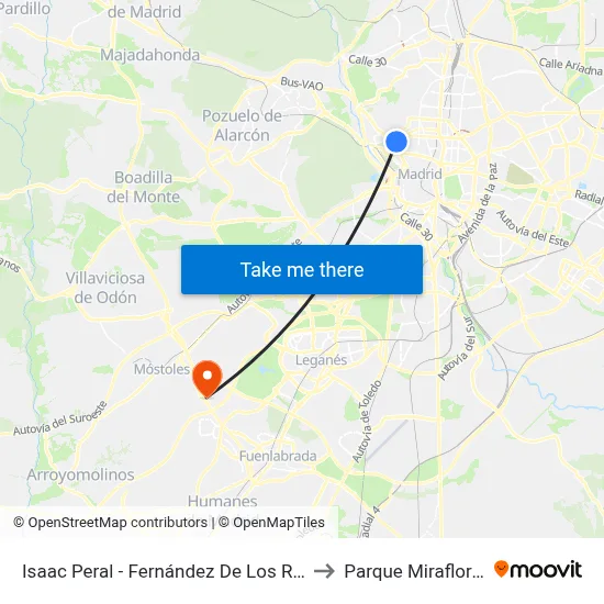 Isaac Peral - Fernández De Los Ríos to Parque Miraflores map