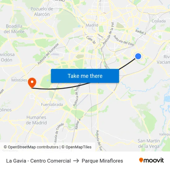 La Gavia - Centro Comercial to Parque Miraflores map
