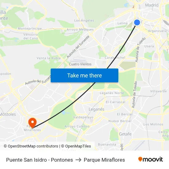 Puente San Isidro - Pontones to Parque Miraflores map