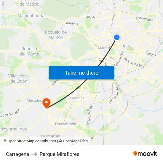 Cartagena to Parque Miraflores map