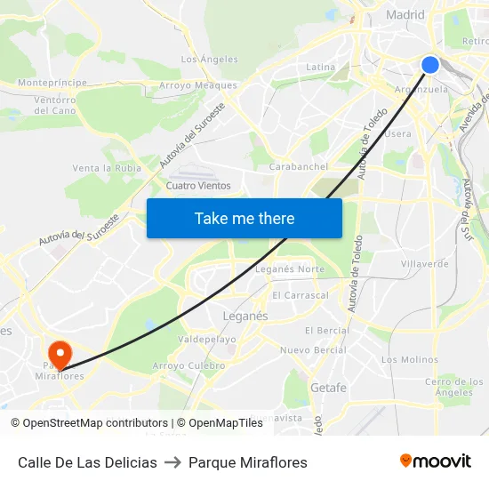 Calle De Las Delicias to Parque Miraflores map