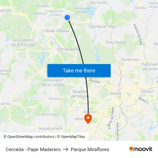Cerceda - Pajar Maderero to Parque Miraflores map