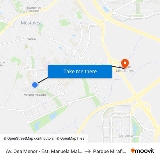 Av. Osa Menor - Est. Manuela Malasaña to Parque Miraflores map