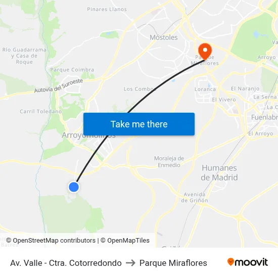 Av. Valle - Ctra. Cotorredondo to Parque Miraflores map