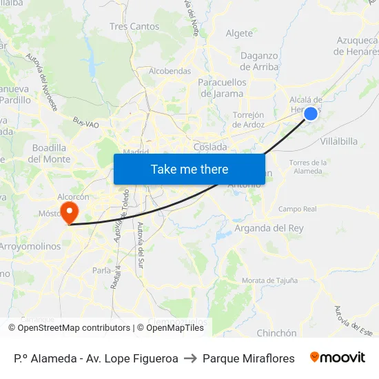 P.º Alameda - Av. Lope Figueroa to Parque Miraflores map