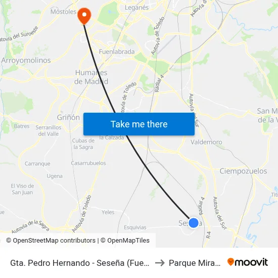 Gta. Pedro Hernando - Seseña (Fuente Nueva) to Parque Miraflores map
