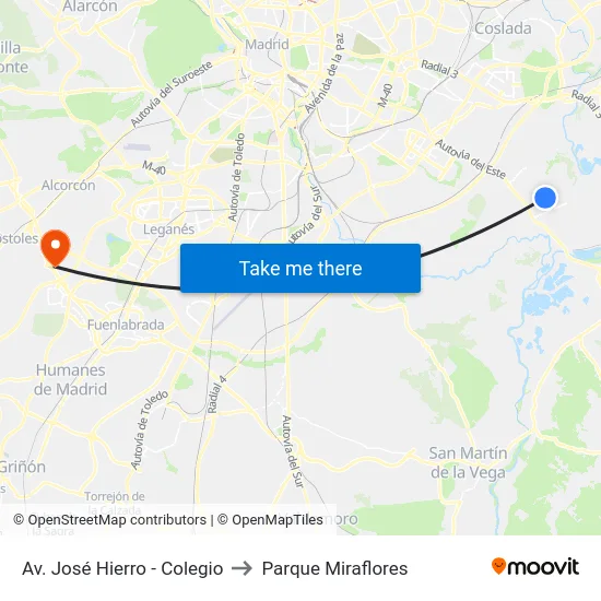 Av. José Hierro - Colegio to Parque Miraflores map
