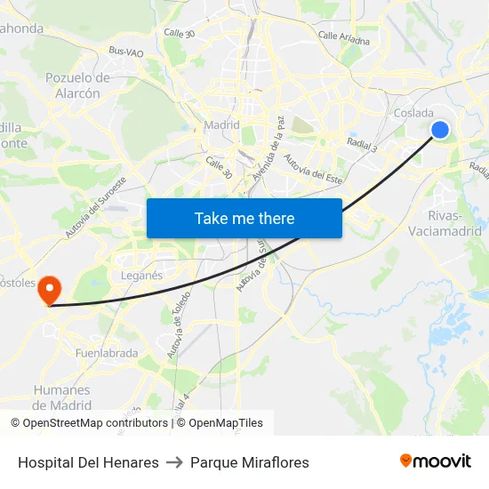 Hospital Del Henares to Parque Miraflores map