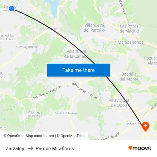 Zarzalejo to Parque Miraflores map