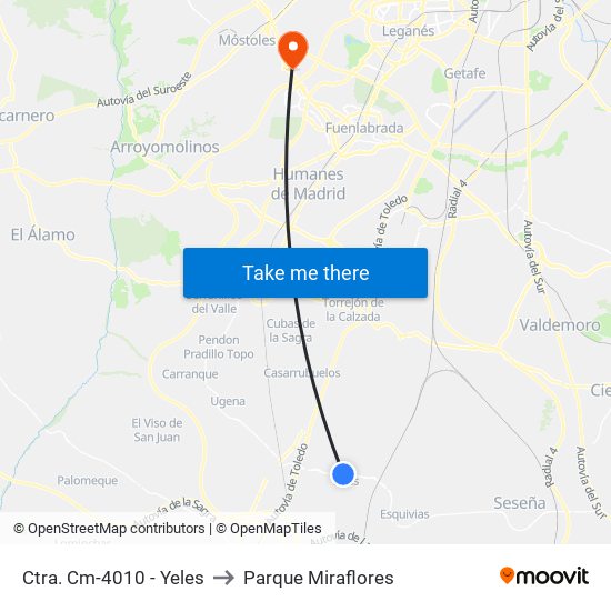 Ctra. Cm-4010 - Yeles to Parque Miraflores map