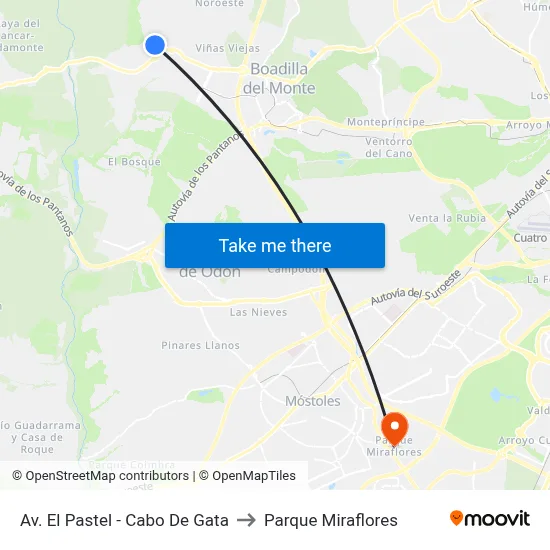 Av. El Pastel - Cabo De Gata to Parque Miraflores map