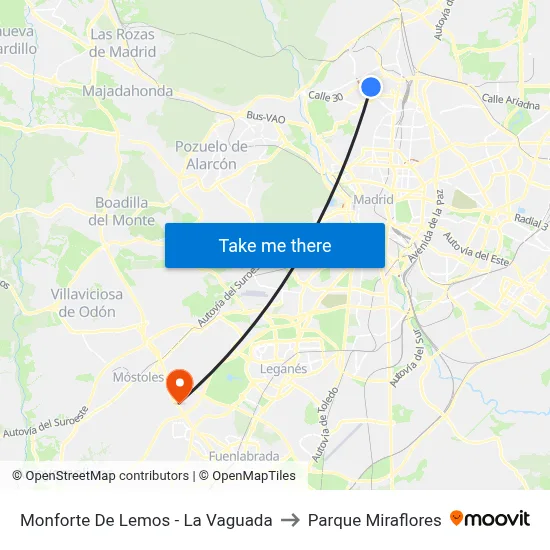 Monforte De Lemos - La Vaguada to Parque Miraflores map