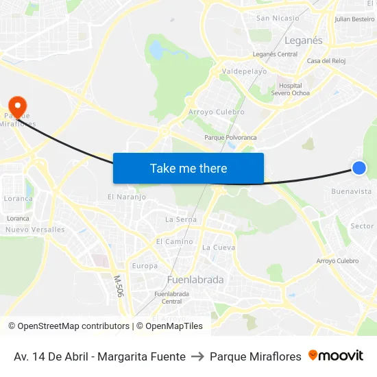 Av. 14 De Abril - Margarita Fuente to Parque Miraflores map