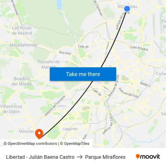 Libertad - Julián Baena Castro to Parque Miraflores map
