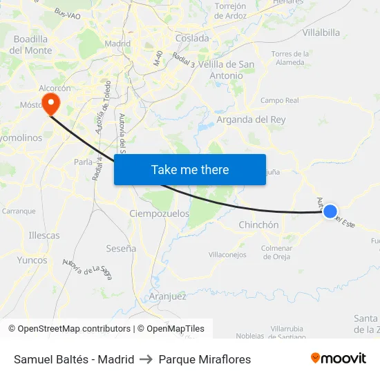 Samuel Baltés - Madrid to Parque Miraflores map