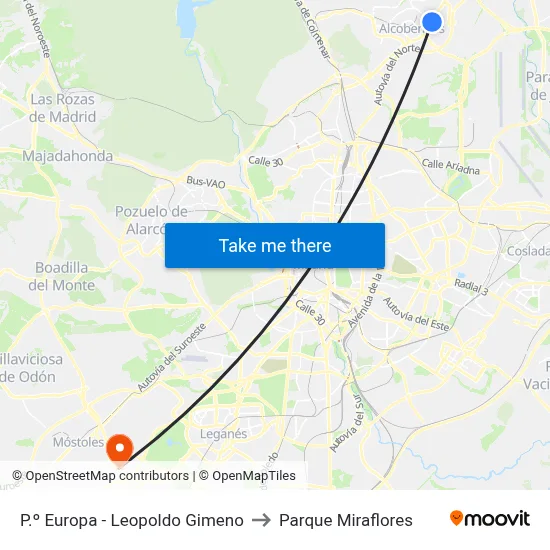 P.º Europa - Leopoldo Gimeno to Parque Miraflores map