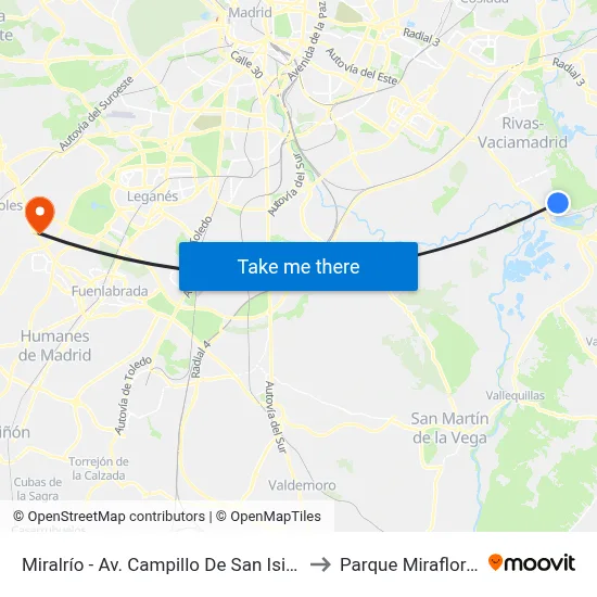 Miralrío - Av. Campillo De San Isidro to Parque Miraflores map