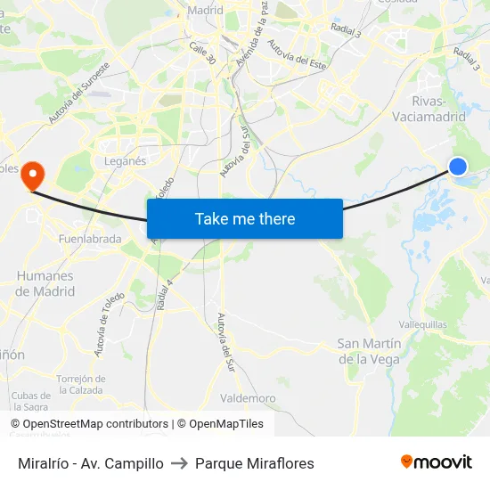Miralrío - Av. Campillo to Parque Miraflores map