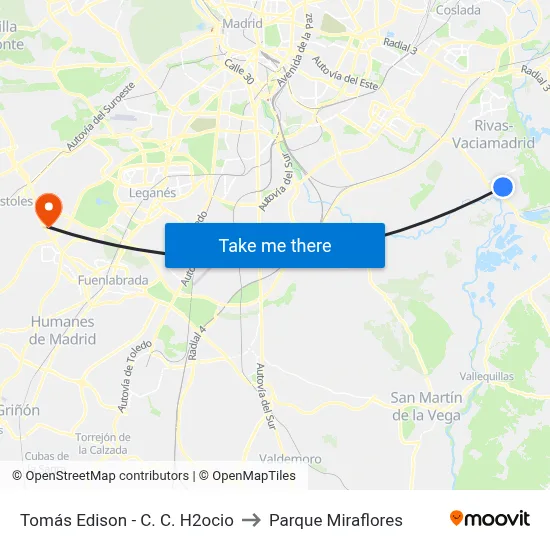 Tomás Edison - C. C. H2ocio to Parque Miraflores map