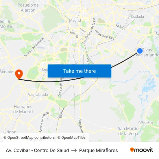 Av. Covibar - Centro De Salud to Parque Miraflores map