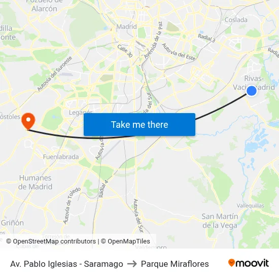 Av. Pablo Iglesias - Saramago to Parque Miraflores map