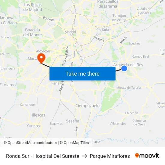 Ronda Sur - Hospital Del Sureste to Parque Miraflores map