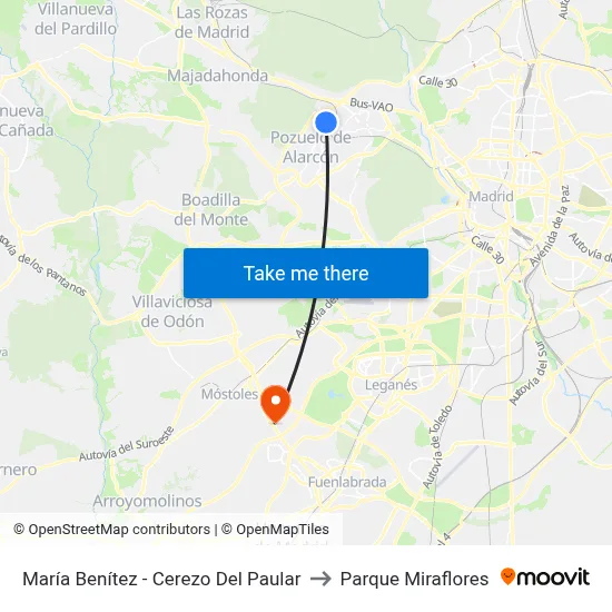 María Benítez - Cerezo Del Paular to Parque Miraflores map