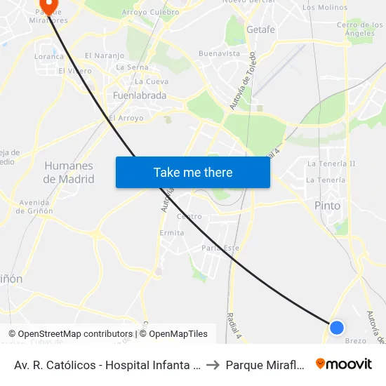 Av. R. Católicos - Hospital Infanta Elena to Parque Miraflores map