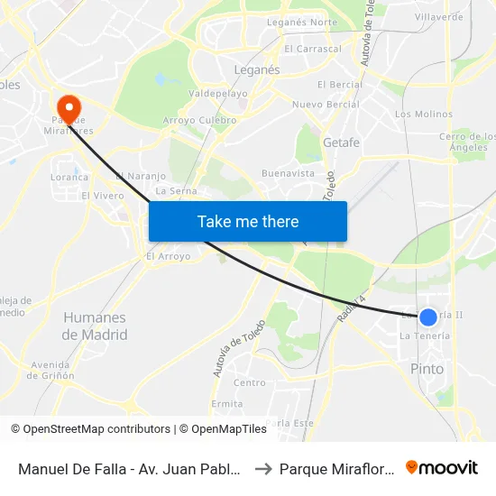 Manuel De Falla - Av. Juan Pablo II to Parque Miraflores map