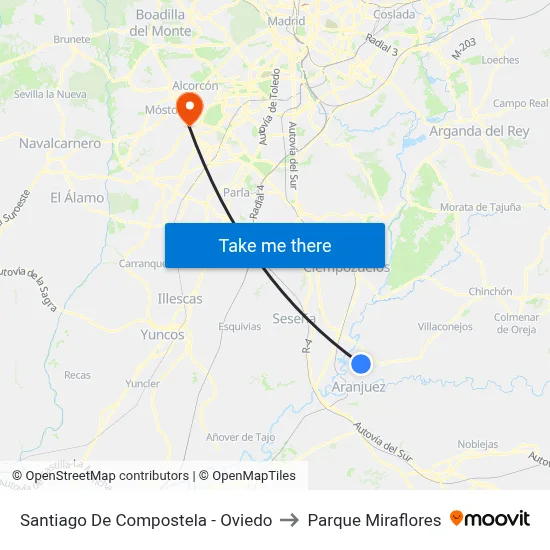 Santiago De Compostela - Oviedo to Parque Miraflores map