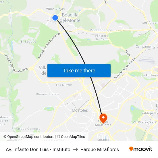 Av. Infante Don Luis - Instituto to Parque Miraflores map