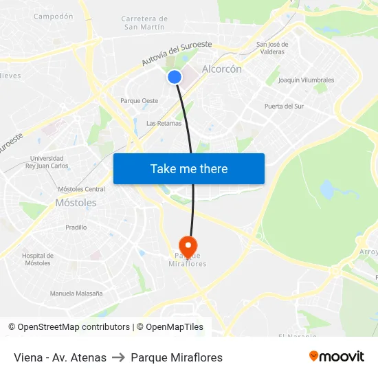 Viena - Av. Atenas to Parque Miraflores map