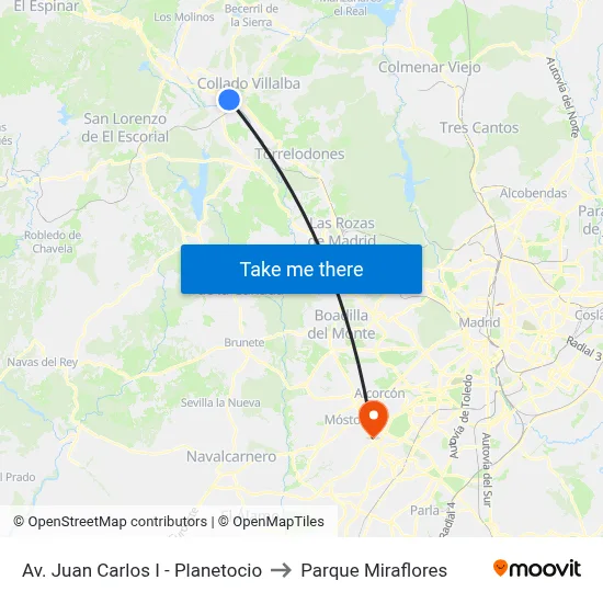 Av. Juan Carlos I - Planetocio to Parque Miraflores map