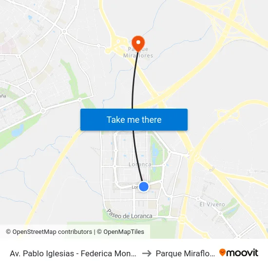 Av. Pablo Iglesias - Federica Montseny to Parque Miraflores map